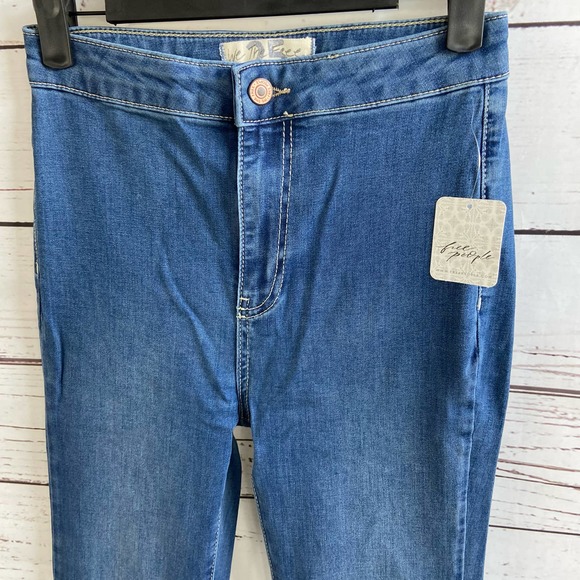 Free People Jericho Blue Just Float On Flare High Rise Bell Bottom Denim Jeans - Picture 3 of 11